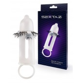 Эластичная насадка на пенис с подхватом мошонки и стимулирующими «ресничками» - Sextaz - в Курске купить с доставкой