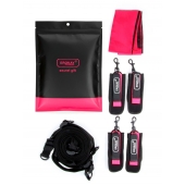 Черно-розовый эротический набор: фиксатор, оковы, наручники, повязка - Erokay - купить с доставкой в Курске