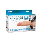 Телесный пустотелый фаллопротез 5’’ Hollow Silicone Strap-On - 14 см. - Pipedream - купить с доставкой в Курске