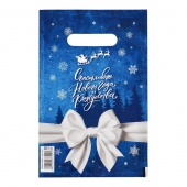 Сине-белый подарочный новогодний пакет с вырубной ручкой (20х30 см) - Сима-Ленд - купить с доставкой в Курске