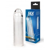 Прозрачная закрытая насадка на пенис с ребрышками - 16 см. - Sex Expert - в Курске купить с доставкой