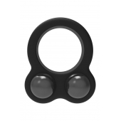 Черное эрекционное кольцо с утяжелителями Cockring Dual Weight - Dream Toys - в Курске купить с доставкой