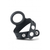 Черное эрекционное кольцо с подхватом мошонки на кнопках VS6 - Blush Novelties - в Курске купить с доставкой