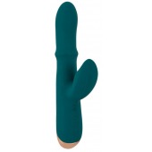 Зеленый вибратор-кролик с подвижным кольцом Thumping Rabbit Vibrator - 22,7 см. - Orion