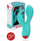 Аквамариновый мини-вибратор типа ’’кролик’’ с режимом постукивания - 12,5 см. - Oninder