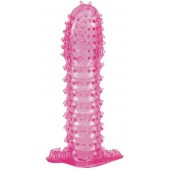 Гелевая розовая насадка с шипами - 12 см. - Toyfa Basic - в Курске купить с доставкой