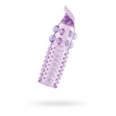 Гелевая фиолетовая насадка с шариками, шипами и усиком - 11 см. - Toyfa Basic - в Курске купить с доставкой