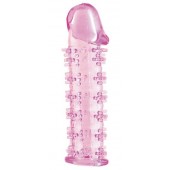 Гелевая розовая насадка на фаллос с шипами - 12 см. - Toyfa Basic - в Курске купить с доставкой