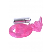 Розовая вибронасадка со стимулятор клитора   Язычок - Toyfa Basic - в Курске купить с доставкой
