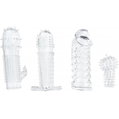 Набор из 4 насадок на член Pleasured Penis Enhancement Sleeve 4 Pack - XR Brands - в Курске купить с доставкой