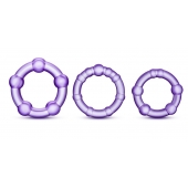 Набор из 3 фиолетовых эрекционных колец Stay Hard Beaded Cockrings - Blush Novelties - в Курске купить с доставкой