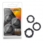 Набор из 3 чёрных эрекционных колец Stay Hard Beaded Cockrings - Blush Novelties - в Курске купить с доставкой