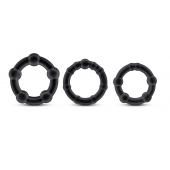 Набор из 3 чёрных эрекционных колец Stay Hard Beaded Cockrings - Blush Novelties - в Курске купить с доставкой