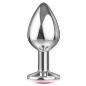 Большая серебристая анальная пробка Diamond Pink Sparkle Large с розовым кристаллом - 8 см. - Lola Games - купить с доставкой в Курске