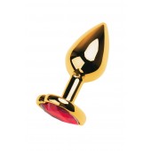 Золотистая анальная пробка с кристаллом-сердцем - 7,5 см. - ToyFa - купить с доставкой в Курске