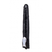 Чёрный вибромассажер Long John Realistic Thrusting Vibrator с функцией толкания - 20 см. - Seven Creations