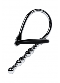 Серебристый уретральный плаг-бусины TOYFA Metal с мягким фиксириющим кольцом - ToyFa - купить с доставкой в Курске