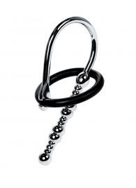 Серебристый уретральный плаг-бусины TOYFA Metal с мягким фиксириющим кольцом - ToyFa - купить с доставкой в Курске