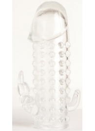 Гелевая прозрачная насадка с 2 отростками - 13 см. - Toyfa Basic - в Курске купить с доставкой