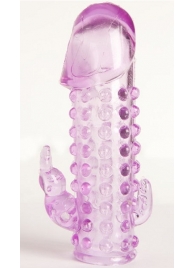 Закрытая фиолетовая насадка с 2 отростками - 13 см. - Toyfa Basic - в Курске купить с доставкой