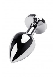 Серебристая коническая анальная пробка с красным кристаллом - 8 см. - ToyFa - купить с доставкой в Курске