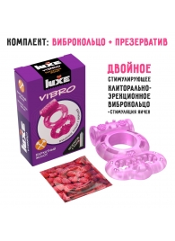 Розовое эрекционное виброкольцо Luxe VIBRO  Бархатный молот  + презерватив - Luxe - в Курске купить с доставкой