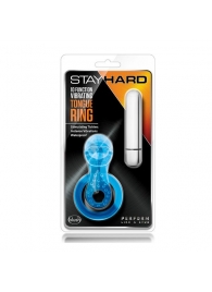 Голубое эрекционное виброкольцо 10 Function Vibrating Tongue Ring - Blush Novelties - в Курске купить с доставкой