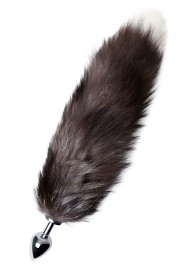 Серебристая металлическая анальная втулка с хвостом чернобурой лисы - размер S - ToyFa - купить с доставкой в Курске