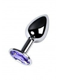 Серебристая конусовидная анальная пробка с фиолетовым кристаллом - 7 см. - ToyFa - купить с доставкой в Курске