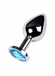 Серебристая конусовидная анальная пробка с голубым кристаллом - 8 см. - ToyFa - купить с доставкой в Курске