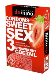 Презервативы для орального секса DOMINO Sweet Sex с ароматом клубничного коктейля  - 3 шт. - Domino - купить с доставкой в Курске