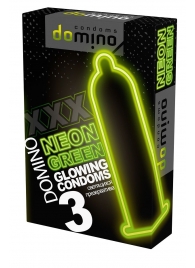 Презервативы DOMINO Neon Green со светящимся в темноте кончиком - 3 шт. - Domino - купить с доставкой в Курске