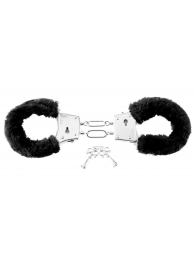 Меховые чёрные наручники Beginner s Furry Cuffs - Pipedream - купить с доставкой в Курске