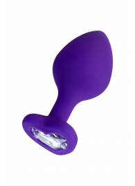 Фиолетовая анальная втулка Diamond Heart с прозрачным кристаллом - 8 см. - ToyFa - купить с доставкой в Курске Фиолетовая анальная втулка Diamond Heart с прозрачным кристаллом - 8 см. - ToyFa - купить с доставкой в Курске