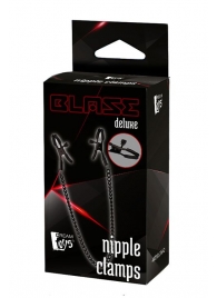 Черные зажимы на соски на цепочке BLAZE DELUXE NIPPLE CLAMPS - Dream Toys - купить с доставкой в Курске