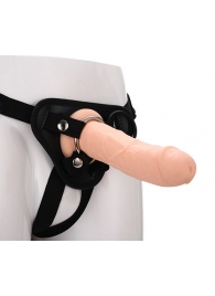 Черные трусики с телесной насадкой STRAP ON REAL DILDO - 21 см. - Dream Toys - купить с доставкой в Курске