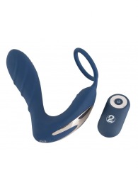 Синий вибростимулятор простаты с кольцом - 14,5 см. - Orion - в Курске купить с доставкой