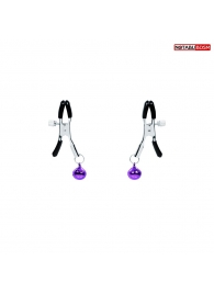 Оригинальные зажимы на соски с фиолетовыми шариками - Notabu - купить с доставкой в Курске