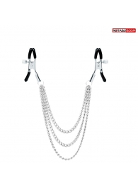 Оригинальные зажимы на соски с тройной цепочкой - Notabu - купить с доставкой в Курске