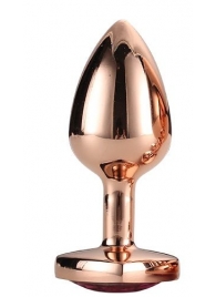 Золотистая анальная втулка с кристаллом-сердечком розового цвета - 7,1 см. - Dream Toys - купить с доставкой в Курске