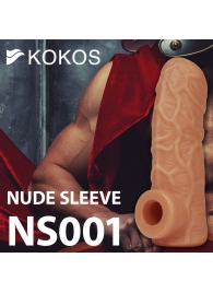 Телесная открытая насадка-реалистик с подхватом мошонки Nude Sleeve M - 12 см. - KOKOS - в Курске купить с доставкой