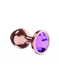 Пробка цвета розового золота с фиолетовым кристаллом Diamond Amethyst Shine S - 7,2 см. - Lola Games - купить с доставкой в Курске