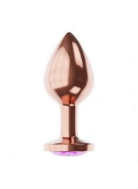 Пробка цвета розового золота с фиолетовым кристаллом Diamond Amethyst Shine S - 7,2 см. - Lola Games - купить с доставкой в Курске