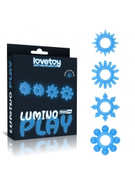 Набор из 4 голубых, светящихся в темноте эрекционных колец Lumino Play - Lovetoy - в Курске купить с доставкой