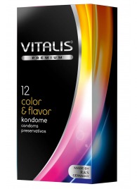Цветные ароматизированные презервативы VITALIS PREMIUM color   flavor - 12 шт. - Vitalis - купить с доставкой в Курске