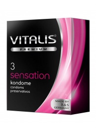 Презервативы с пупырышками и кольцами VITALIS PREMIUM sensation - 3 шт. - Vitalis - купить с доставкой в Курске