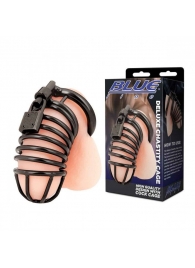 Черная металлическая клетка с замком Deluxe Chastity Cage - BlueLine - купить с доставкой в Курске