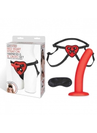 Красный поясной фаллоимитатор Red Heart Strap on Harness   5in Dildo Set - 12,25 см. - Lux Fetish - купить с доставкой в Курске