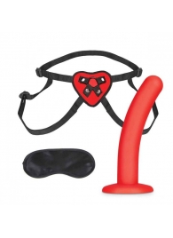 Красный поясной фаллоимитатор Red Heart Strap on Harness   5in Dildo Set - 12,25 см. - Lux Fetish - купить с доставкой в Курске