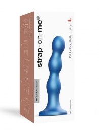 Голубая насадка Strap-On-Me Dildo Plug Balls size L - Strap-on-me - купить с доставкой в Курске